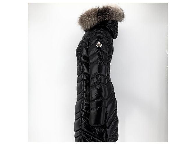 Jaqueta longa acolchoada feminina Moncler Fulmarus com pele de raposa Preto - vista 4