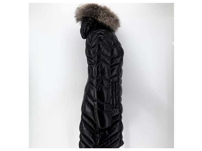 Jaqueta longa acolchoada feminina Moncler Fulmarus com pele de raposa Preto - vista 5