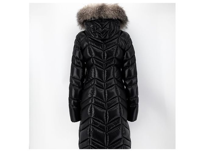 Jaqueta longa acolchoada feminina Moncler Fulmarus com pele de raposa Preto - vista 6