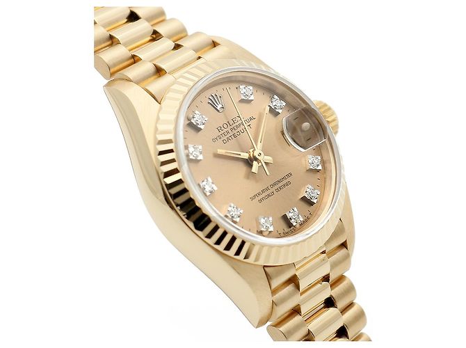 Rolex Reloj Datejust para mujer de oro con diamantes originales en oro blanco con engaste de garras Dorado - vista 10
