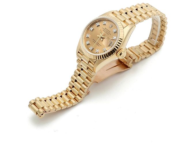 Rolex Reloj Datejust para mujer de oro con diamantes originales en oro blanco con engaste de garras Dorado - vista 13
