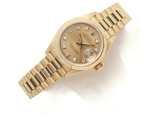 Rolex Reloj Datejust para mujer de oro con diamantes originales en oro blanco con engaste de garras Dorado - vista 19