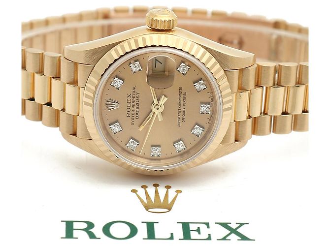 Rolex Reloj Datejust para mujer de oro con diamantes originales en oro blanco con engaste de garras Dorado - vista 21
