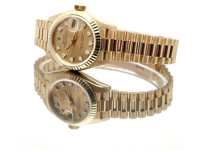 Rolex Reloj Datejust para mujer de oro con diamantes originales en oro blanco con engaste de garras Dorado - vista 24