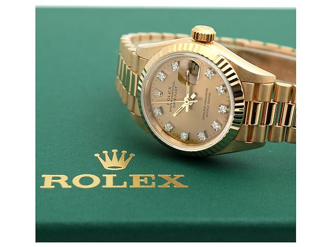 Rolex Reloj Datejust para mujer de oro con diamantes originales en oro blanco con engaste de garras Dorado - vista 26