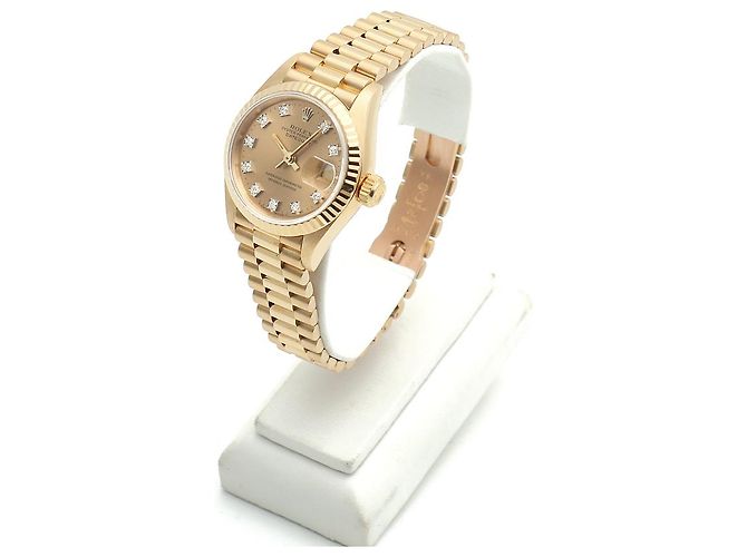 Rolex Reloj Datejust para mujer de oro con diamantes originales en oro blanco con engaste de garras Dorado - vista 4