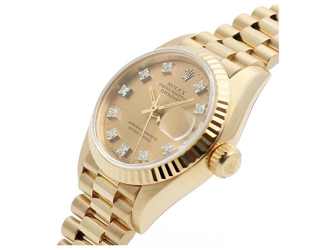 Rolex Reloj Datejust para mujer de oro con diamantes originales en oro blanco con engaste de garras Dorado - vista 9