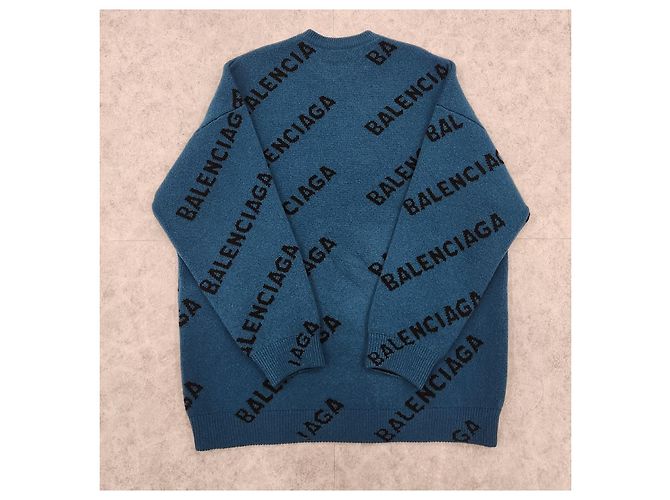 Balenciaga Multi Logo Knit Blue - view 3