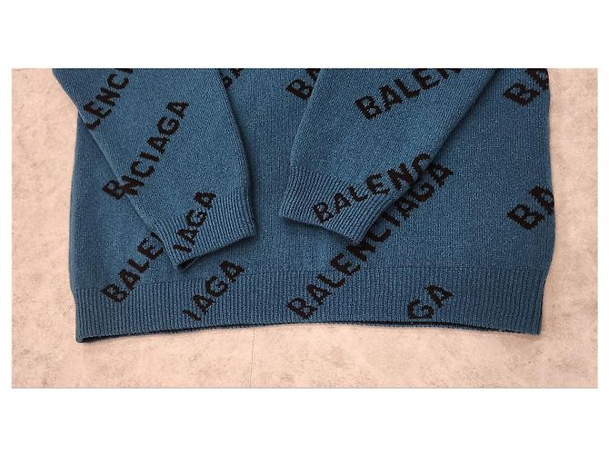Balenciaga Multi Logo Knit Blue - view 5