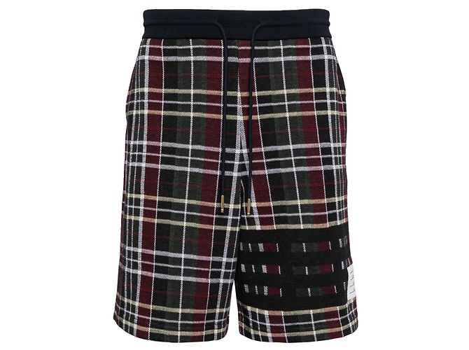 Thom Browne Pantaloncini a quadri jacquard Final No Margin Nero - vista 2