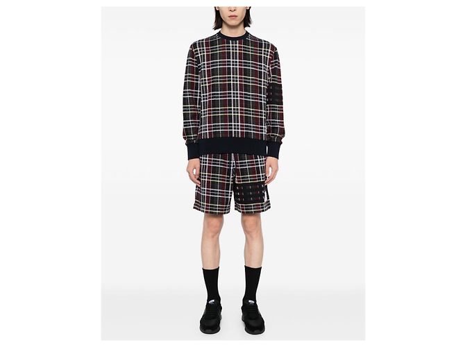 Thom Browne Pantaloncini a quadri jacquard Final No Margin Nero - vista 3