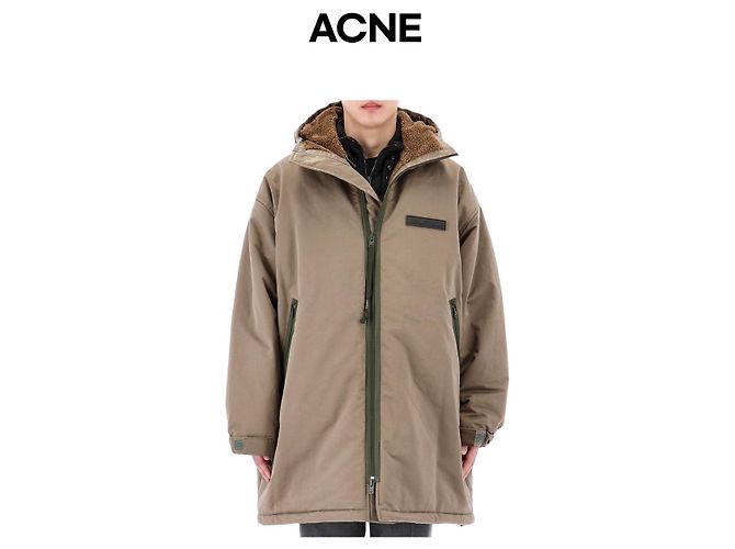 Moletom oversized Acne Logo Patch em shearling com acolchoamento CXX Laranja - vista 5