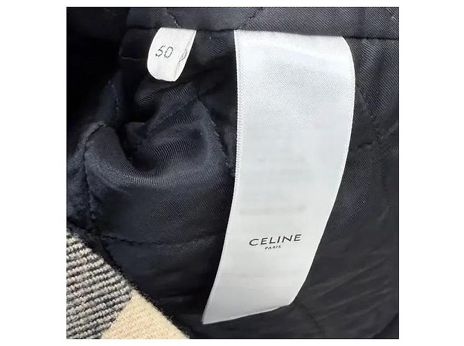 Céline Check Wool Hooded Overshirt Jacket Beige Brown - view 6
