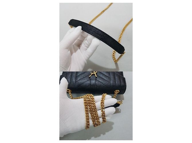 Saint Laurent Borsa a tracolla con catena a bustina piccola Nero - vista 6