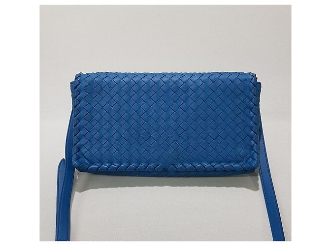 Bottega Veneta Clutch a tracolla in nappa Intrecciato Blu - vista 2