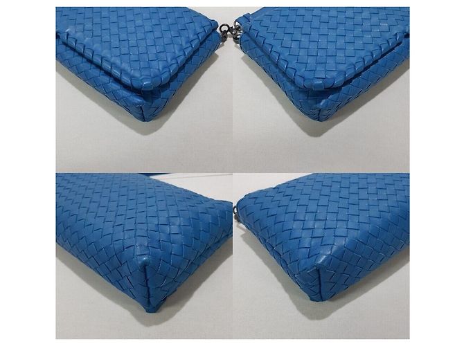 Bottega Veneta Clutch a tracolla in nappa Intrecciato Blu - vista 7
