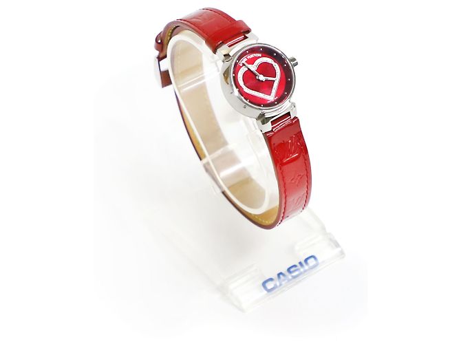 Louis Vuitton Orologio da donna a due cinturini Tambour con quarzo e diamanti Rosso - vista 4