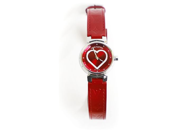 Louis Vuitton Orologio da donna a due cinturini Tambour con quarzo e diamanti Rosso - vista 7