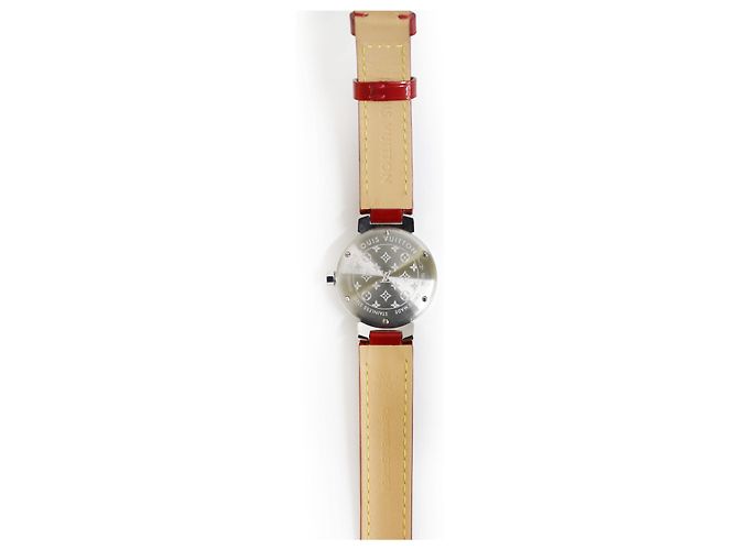 Louis Vuitton Orologio da donna a due cinturini Tambour con quarzo e diamanti Rosso - vista 9
