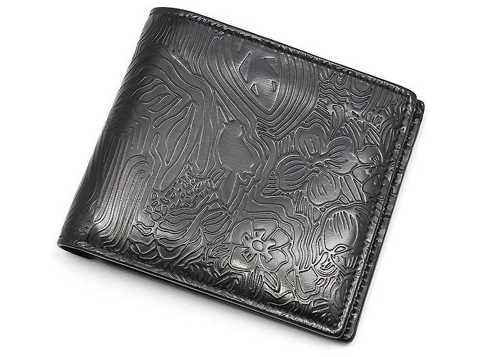 Thom Browne Black Glossy Leather Embossed Icon Bifold Wallet - view 2