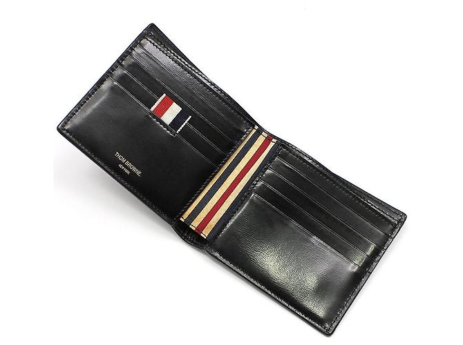 Thom Browne Black Glossy Leather Embossed Icon Bifold Wallet - view 4