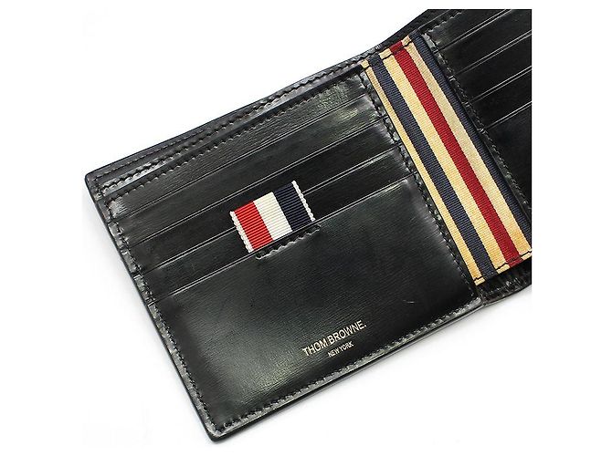 Thom Browne Black Glossy Leather Embossed Icon Bifold Wallet - view 5