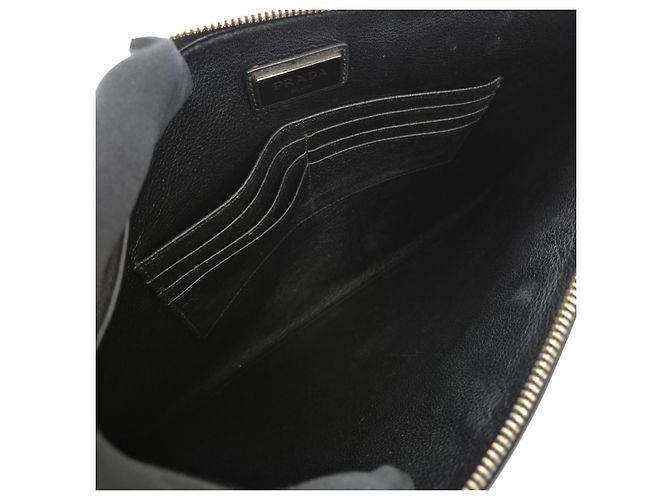 Prada Clutch Saffiano Triangle Logo Black Nero - vista 7