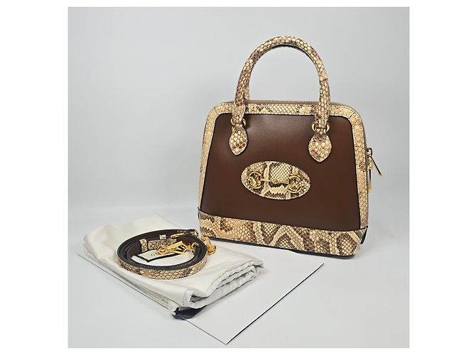Horsebit 1955 Gucci Kleiner Leder-Tote und Schultertasche mit Top-Handle und Python-Besatz und Horsebit Mehrfarben - Ansicht 2