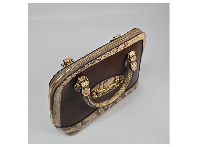 Horsebit 1955 Gucci Kleiner Leder-Tote und Schultertasche mit Top-Handle und Python-Besatz und Horsebit Mehrfarben - Ansicht 8