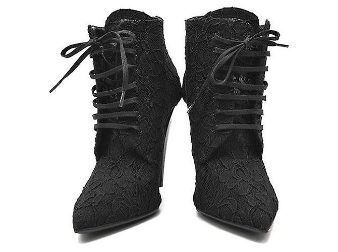 Saint Laurent Stivaletti con lacci Kiki Nero - vista 2