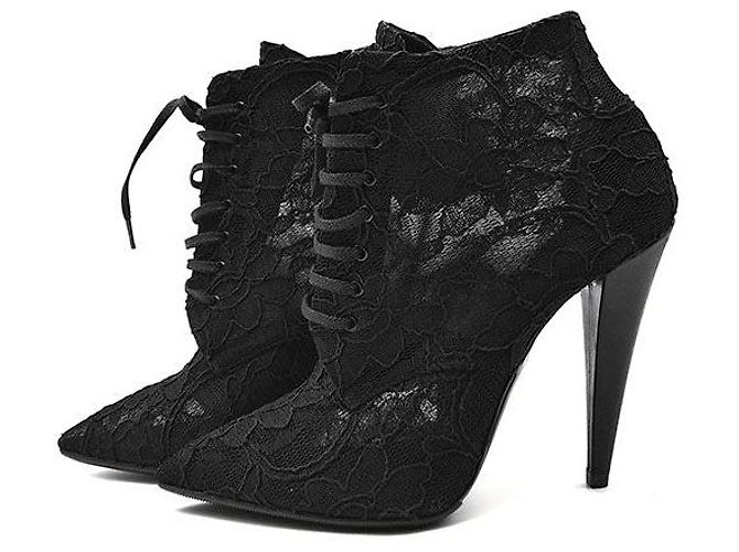 Saint Laurent Stivaletti con lacci Kiki Nero - vista 3
