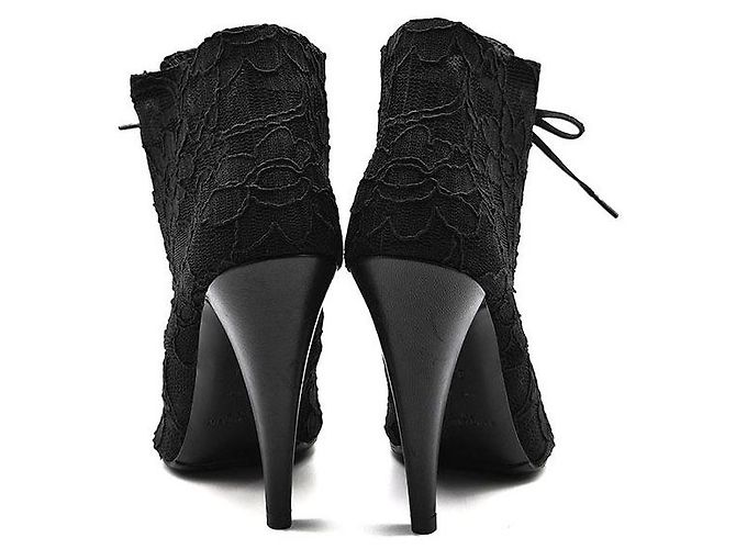 Saint Laurent Stivaletti con lacci Kiki Nero - vista 5