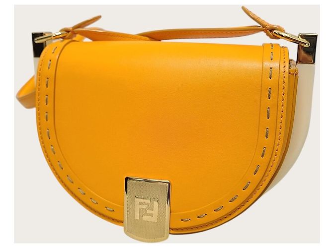 Fendi Borsa a tracolla Moonlight Saddle in pelle arancione - vista 2