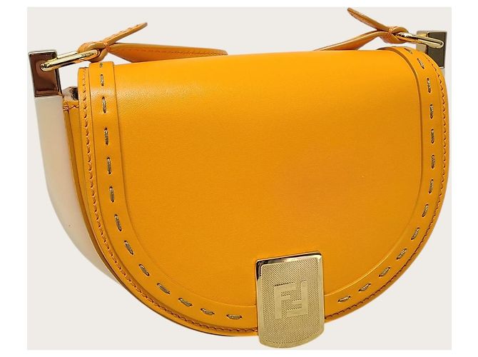 Fendi Borsa a tracolla Moonlight Saddle in pelle arancione - vista 3
