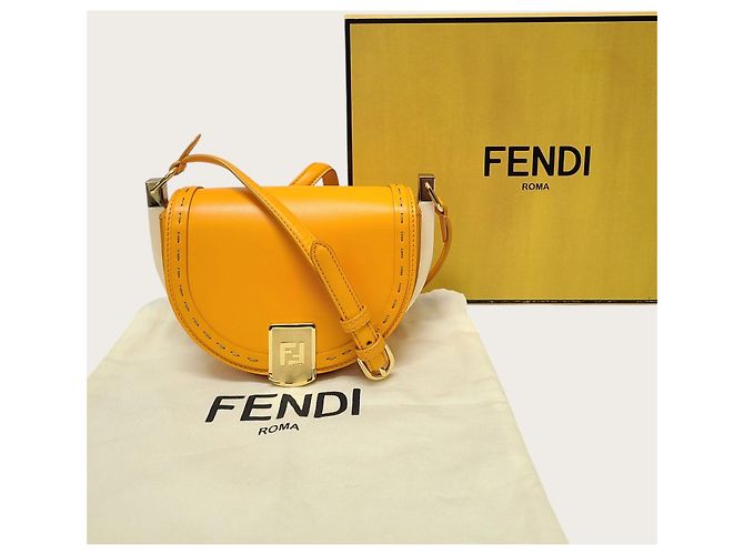 Fendi Borsa a tracolla Moonlight Saddle in pelle arancione - vista 7