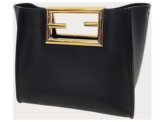 Way Fendi Piccola borsa a tracolla in pelle con logo FF nero - vista 2
