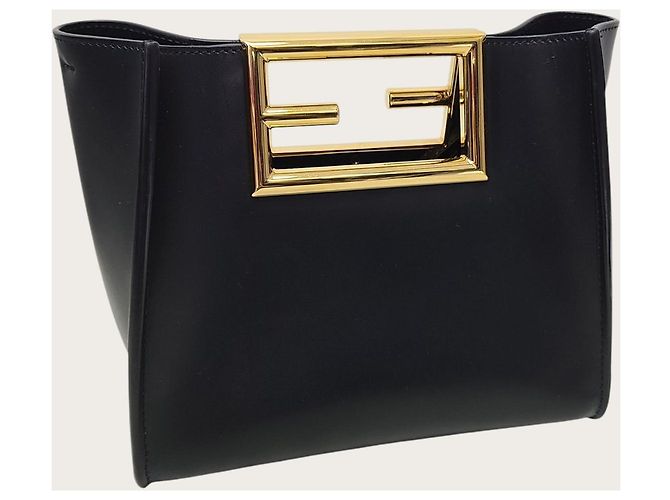 Way Fendi Piccola borsa a tracolla in pelle con logo FF nero - vista 3