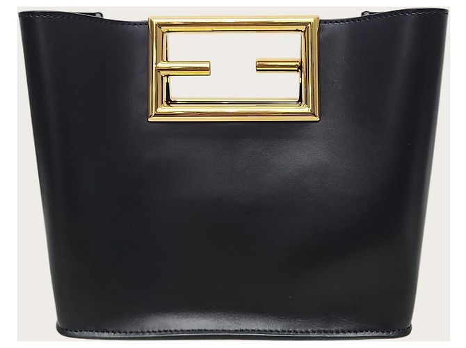 Way Fendi Piccola borsa a tracolla in pelle con logo FF nero - vista 5