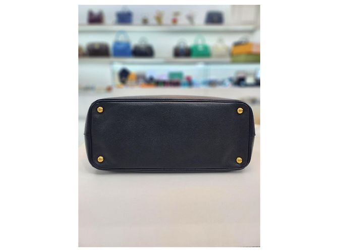 Prada Borsa Tote Saffiano Lux Gold con Doppia Cerniera Nero - vista 13