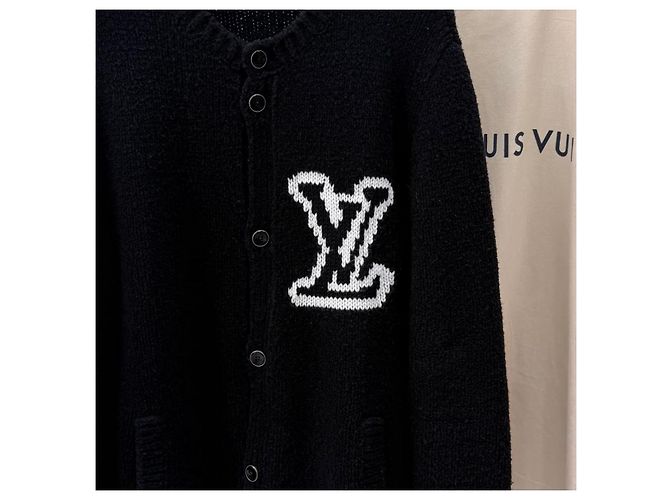 Louis Vuitton Chunky Intarsia Strickjacke Schwarz Grade/XL - Ansicht 2