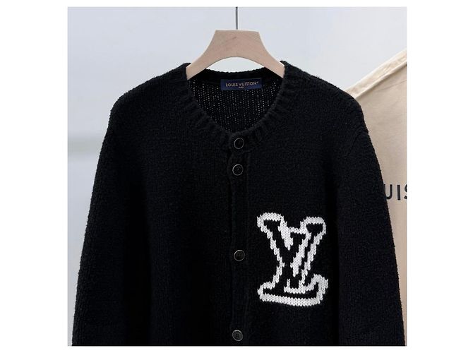 Louis Vuitton Chunky Intarsia Strickjacke Schwarz Grade/XL - Ansicht 3