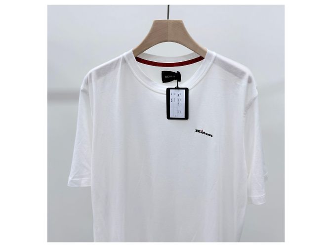 Kiton T-Shirt aus Baumwolle mit Rundhalsausschnitt und gesticktem Logo Weiß - Ansicht 3