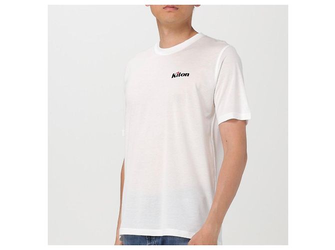 Kiton T-Shirt aus Baumwolle mit Rundhalsausschnitt und gesticktem Logo Weiß - Ansicht 9