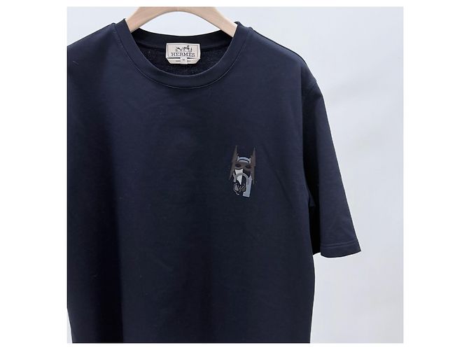 Hermès Batman Battle Horse T-Shirt mit Lederpatch Blau - Ansicht 2