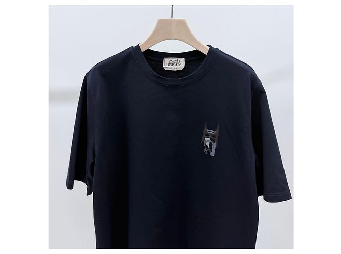 Hermès Batman Battle Horse T-Shirt mit Lederpatch Blau - Ansicht 3