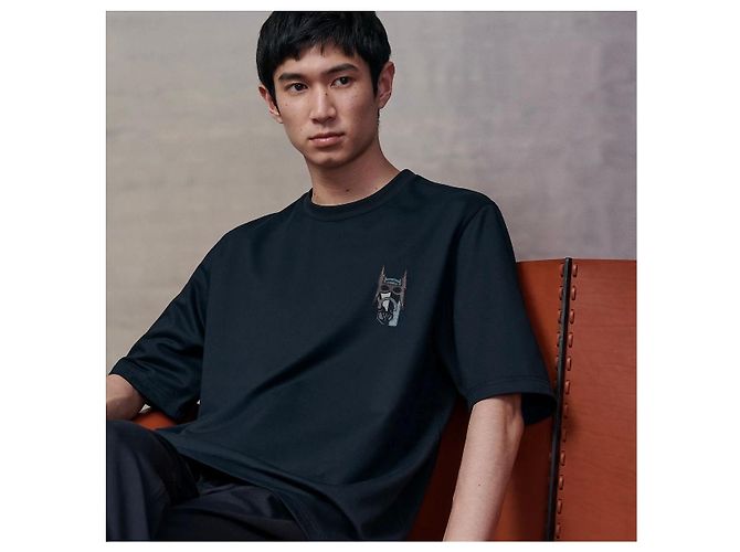 Hermès Batman Battle Horse T-Shirt mit Lederpatch Blau - Ansicht 9