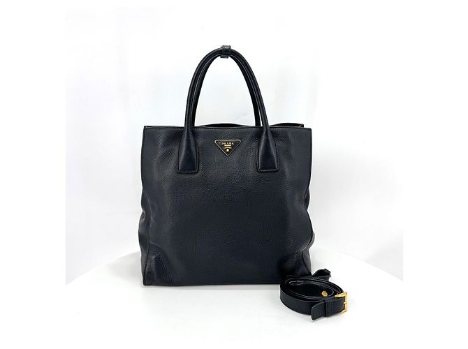 Prada Borsa Tote e Borsa a Spalla Vittelo Daino Black Nero - vista 3