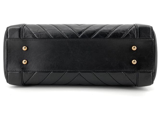 Chanel Borsa a tracolla shopper in pelle di vitello chevron con catena Nero - vista 6