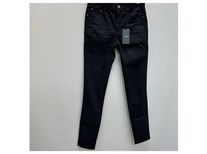 Saint Laurent Jeans skinny de denim negro usados - vista 3