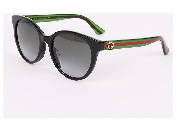 Gucci Occhiali da sole unisex con logo laterale a tre linee Verde - vista 2